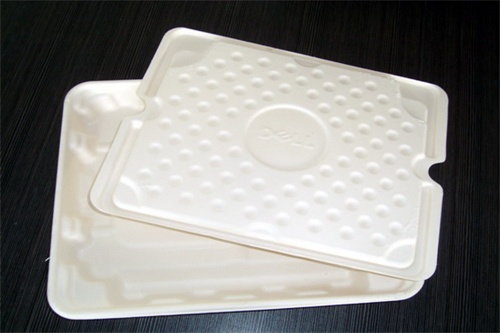 wet press pulp tray compostable container laptop packaging