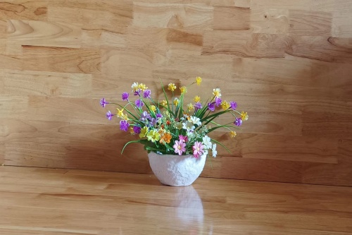 Round pulp flower vase artificial dry flower holder handmade bottle table centerpiece